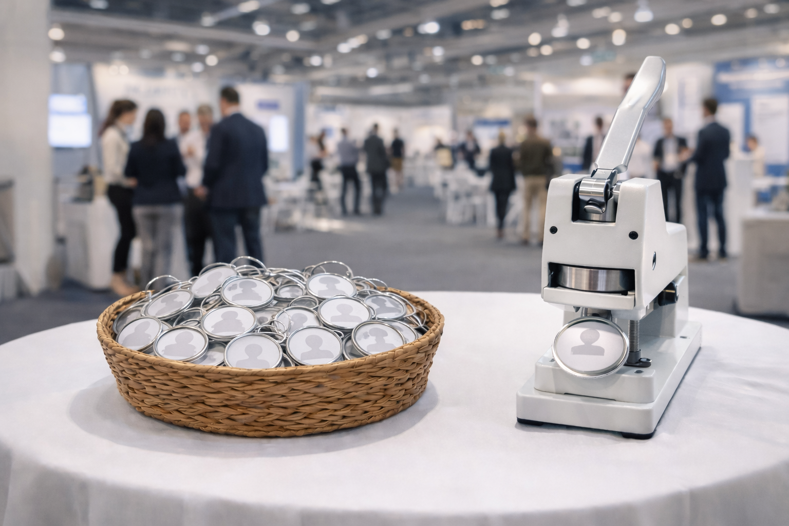 Keychain Station auf einer Messe zum Erstellen personalisierter Schlüsselanhänger